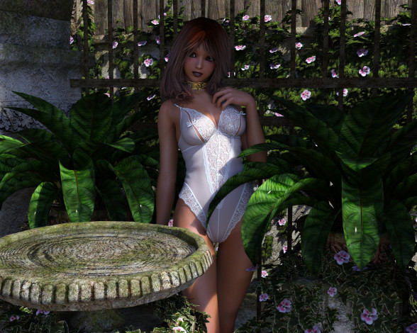 Обои картинки фото 3д графика, люди , people, фон, взгляд, девушка