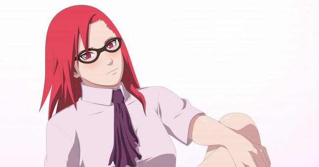 Обои картинки фото аниме, naruto, karin, девушка, взгляд, фон