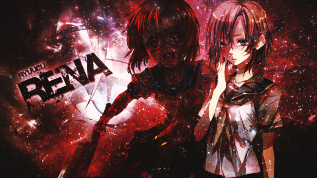 Обои картинки фото аниме, higurashi no naku koro ni, абстракция, арт, dinocojv, девушка