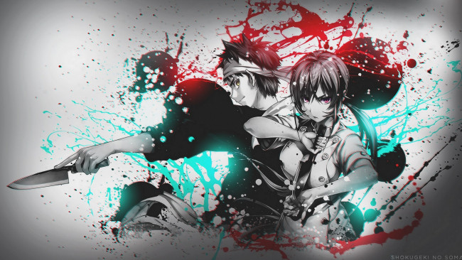 Обои картинки фото аниме, shokugeki no soma, арт, кухня, сомы, повар, боец