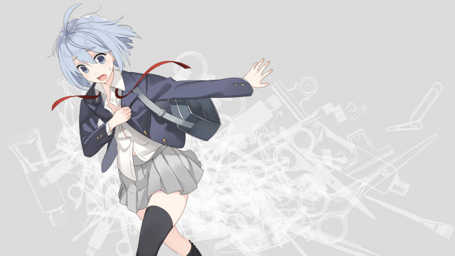 Обои картинки фото аниме, unknown,  другое, форма, девушка, фон, взгляд