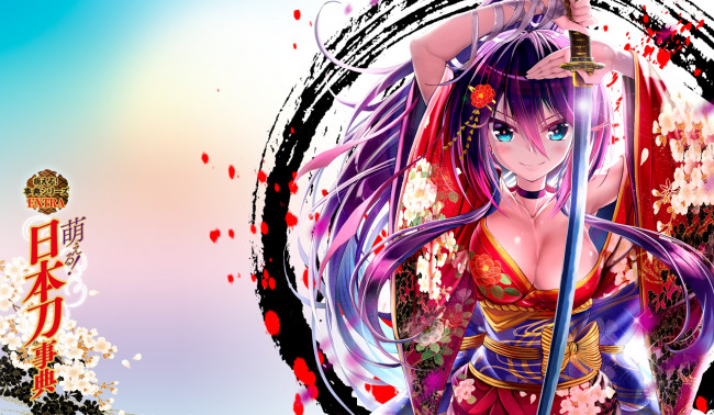 Обои картинки фото аниме, оружие,  техника,  технологии, moeru, tagme, character, akabane, zebrasmise, арт, девушка, меч