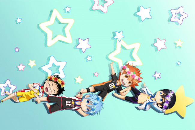 Обои картинки фото аниме, unknown,  другое, мальчики, малыши, арт, баскетбол, куроко, фон, всплеск