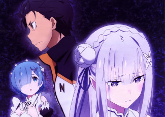 Картинка аниме re +zero+kara+hajimeru+isekai+seikatsu рам эмилия субару
