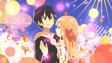 Картинка аниме sword+art+online парень фон взгляд девушка