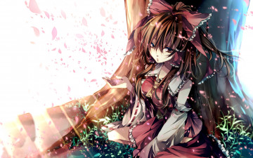 Картинка аниме touhou девушка взгляд фон