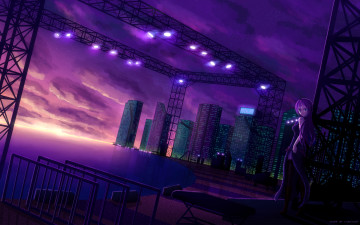 Картинка аниме vocaloid девушка взгляд фон