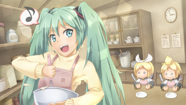 Обои картинки фото аниме, vocaloid, фон, взгляд, девушка