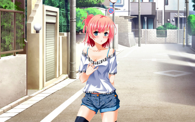 Обои картинки фото аниме, oregairu, фон, взгляд, девушка