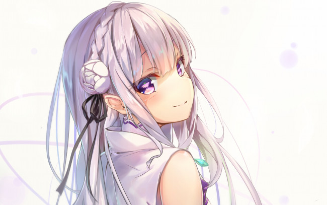 Обои картинки фото аниме, re,  zero kara hajimeru isekai seikatsu, взгляд, девушка, фон