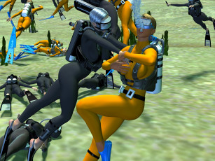 Картинка 3д+графика фантазия+ fantasy море оружие фон взгляд девушки