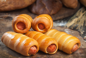 Картинка еда хлеб +выпечка макро выпечка сосиска в тесте