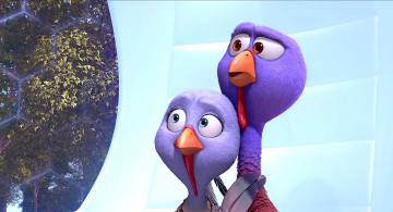 Картинка мультфильмы free+birds двое индюк морда птица