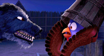 Картинка мультфильмы free+birds испуг собака индюк оскал ведро морда