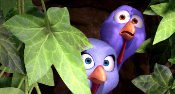 Картинка мультфильмы free+birds птица листья двое индюк