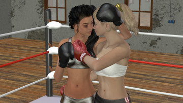 Картинка 3д+графика спорт+ sport бокс ринг фон взгляд девушки