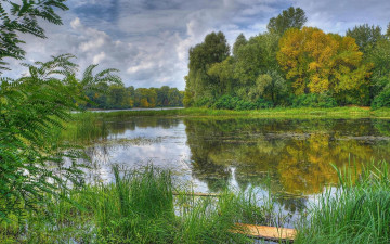 Картинка природа реки озера днепр заводь закат украина киев