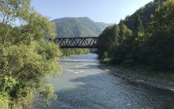 Картинка природа реки озера лес мост горы центр европы карпаты украина горная река