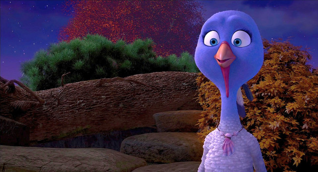 Обои картинки фото мультфильмы, free birds, индюк, камни, деревья, птица, растения