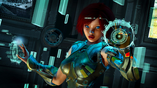 Обои картинки фото 3д графика, фантазия , fantasy, девушка, фон, взгляд