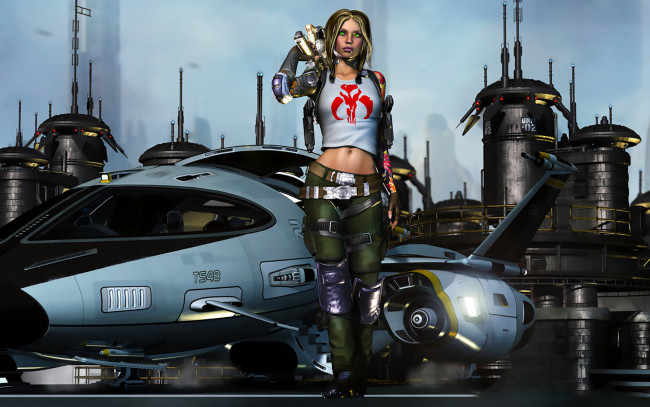 Обои картинки фото 3д графика, фантазия , fantasy, фон, взгляд, девушка