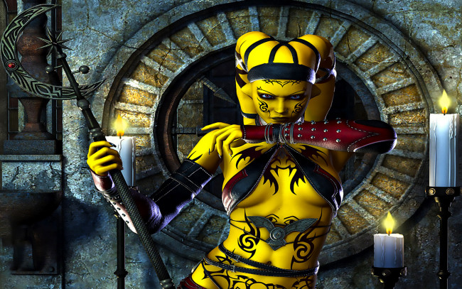 Обои картинки фото 3д графика, фантазия , fantasy, взгляд, девушка, фон