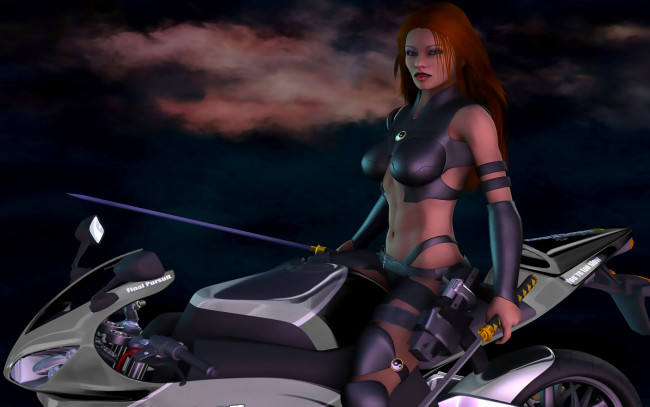 Обои картинки фото 3д графика, люди-авто, мото , people- car ,  moto, фон, взгляд, девушка