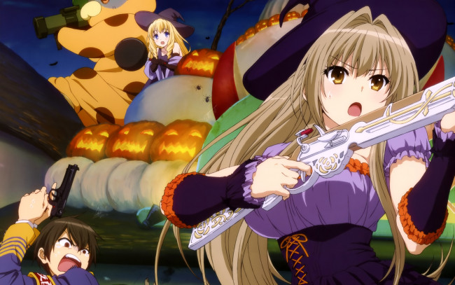 Обои картинки фото аниме, amagi brilliant park, фон, взгляд, девушки
