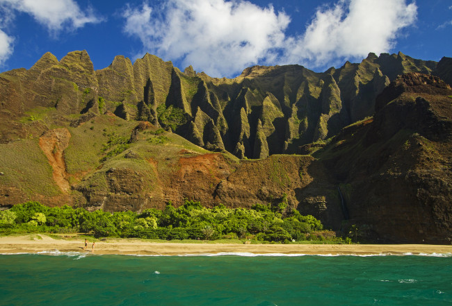 Обои картинки фото природа, горы, море, небо, берег