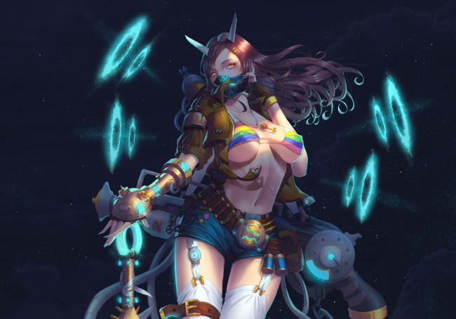 Обои картинки фото аниме, оружие,  техника,  технологии, девушка