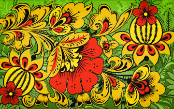 Картинка векторная+графика цветы+ flowers иван иваныч madeinkipish хохломская роспись хохлома арт русская стиль узор цветы фон