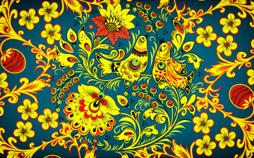 обоя векторная графика, птицы , птицы, madeinkipish, хохломская, роспись, хохлома, фон, стиль, цветы, арт, иван, иваныч, русская