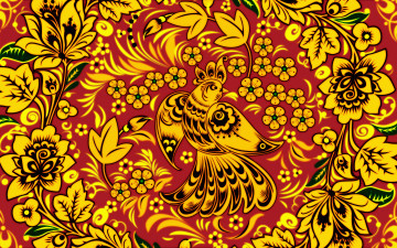 обоя векторная графика, птицы , птицы, madeinkipish, птица, цветы, хохлома, арт, роспись, хохломская, русская, стиль, иван, иваныч