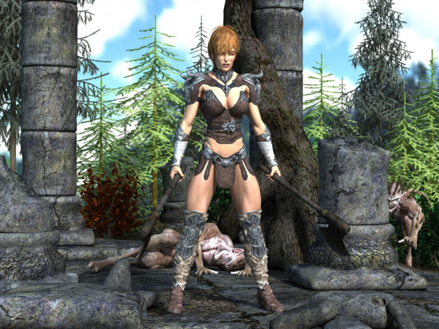 Обои картинки фото 3д графика, существа , creatures, девушка, фон, взгляд