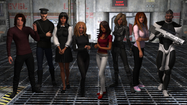 Обои картинки фото 3д графика, фантазия , fantasy, фон, взгляд, девушки