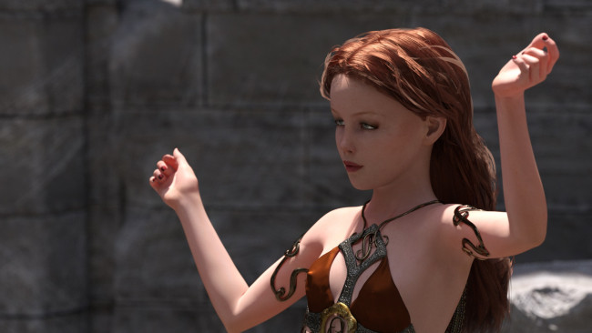 Обои картинки фото 3д графика, портрет , portraits, взгляд, девушка, фон