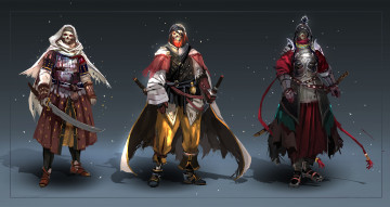 Картинка фэнтези нежить фон существо оружие униформа взгляд череп