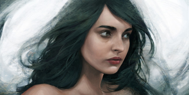 Обои картинки фото рисованное, люди, взгляд, фон, девушка