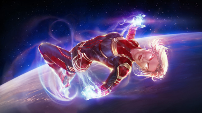 Обои картинки фото рисованное, комиксы, униформа, девушка, полет, фон