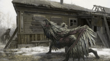 Картинка фэнтези существа существо фон дом