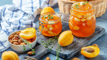 Картинка еда мёд +варенье +повидло +джем джем абрикосы орехи миндаль розмарин