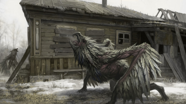 Обои картинки фото фэнтези, существа, существо, фон, дом