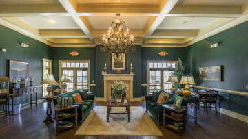 Картинка интерьер гостиная люстра камин картины