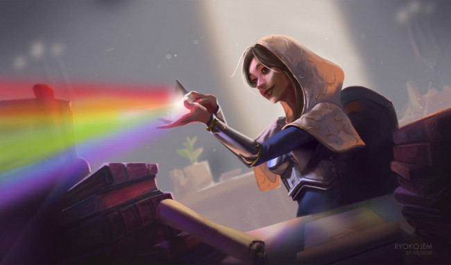 Обои картинки фото видео игры, league of legends, lux, радуга