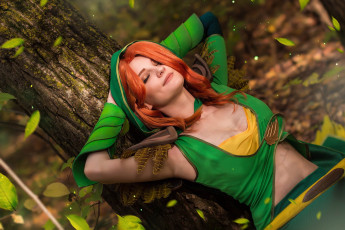обоя девушки, kirdjava, эльфийка, дерево, костюм, образ