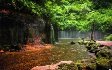 обоя природа, водопады, речка, водопад, деревья, камни