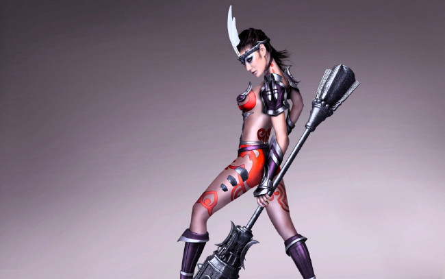 Обои картинки фото видео игры, grand warriors, девушка, перо, оружие