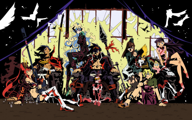 Обои картинки фото аниме, tengen, toppa, gurren, lagann, yoko, littner, nia, teppelin, simon, kamina, kittan, kiyal, kinon, kiyoh