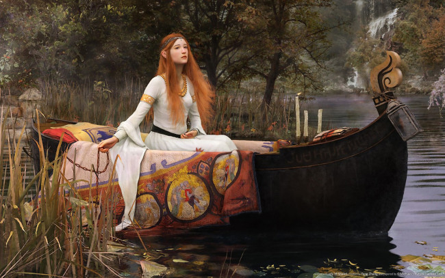 Обои картинки фото lady, of, shalott, рисованные