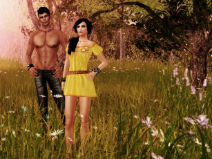 Картинка 3д графика people люди платье девушка юноша джинсы